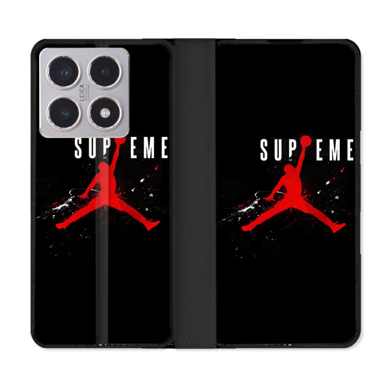 Housse cuir portefeuille Pour Xiaomi 15T Jordan Supreme Noir