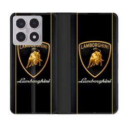 Housse cuir portefeuille Pour Xiaomi 15T Lamborghini Carbone
