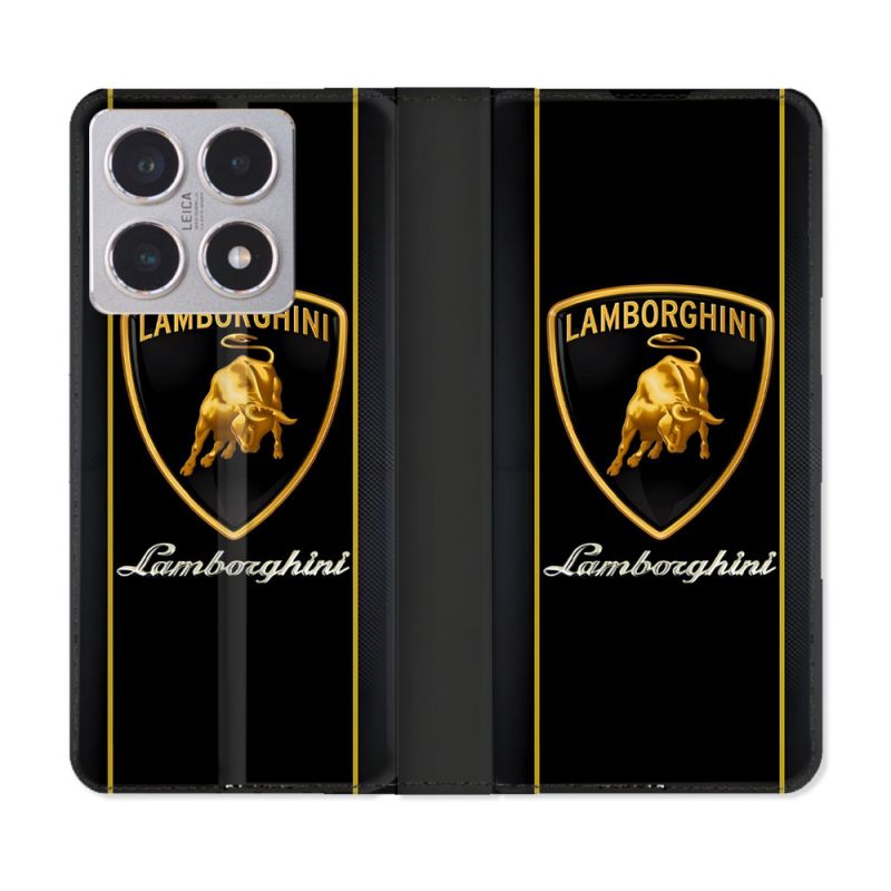 Housse cuir portefeuille Pour Xiaomi 15T Lamborghini Carbone