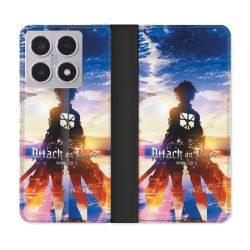 Housse cuir portefeuille Pour Xiaomi 15T Manga Attaque Titans Soleil