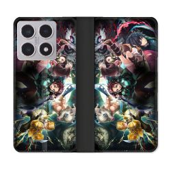 Housse cuir portefeuille Pour Xiaomi 15T Manga Demon Slayer Groupe