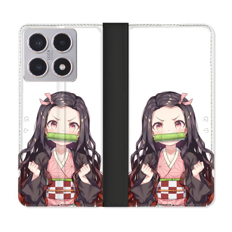 Housse cuir portefeuille Pour Xiaomi 15T Manga Demon Slayer Nezuko