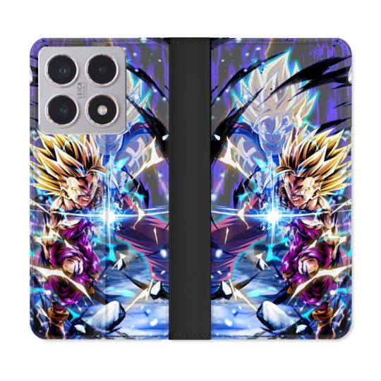 Housse cuir portefeuille Pour Xiaomi 15T Manga Dragon Ball Sangohan Duo