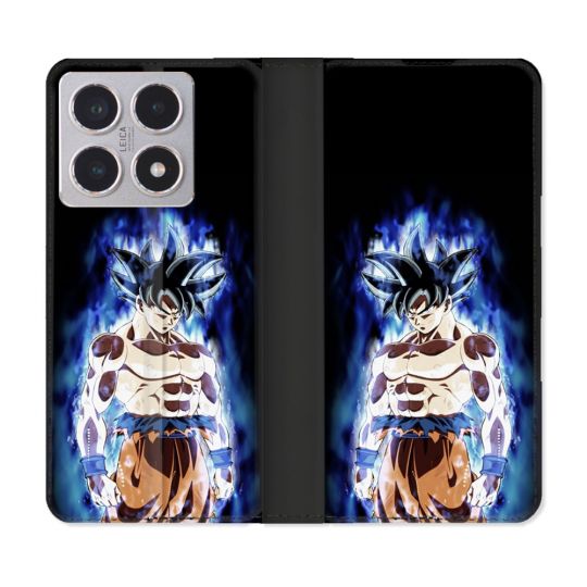 Housse cuir portefeuille Pour Xiaomi 15T Manga Dragon Ball Sangoku Noir