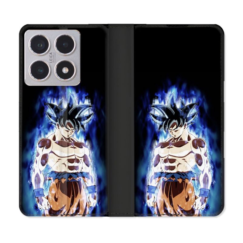 Housse cuir portefeuille Pour Xiaomi 15T Manga Dragon Ball Sangoku Noir