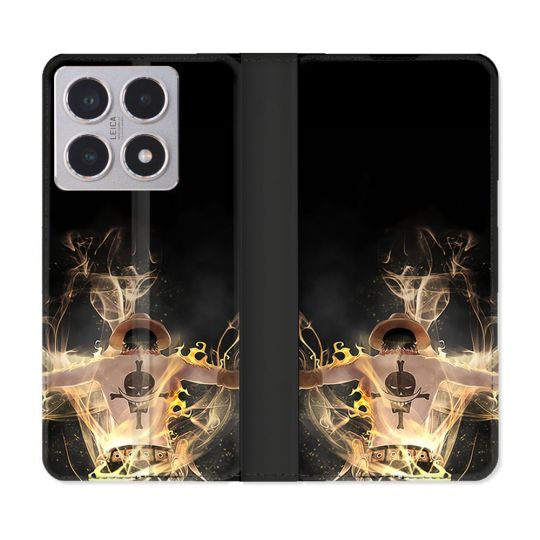 Housse cuir portefeuille Pour Xiaomi 15T Manga One Piece Ace Noir