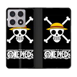 Housse cuir portefeuille Pour Xiaomi 15T Manga One Piece Tete de Mort