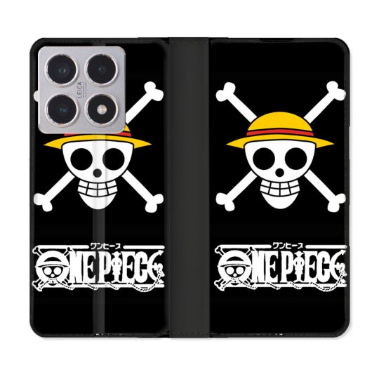 Housse cuir portefeuille Pour Xiaomi 15T Manga One Piece Tete de Mort