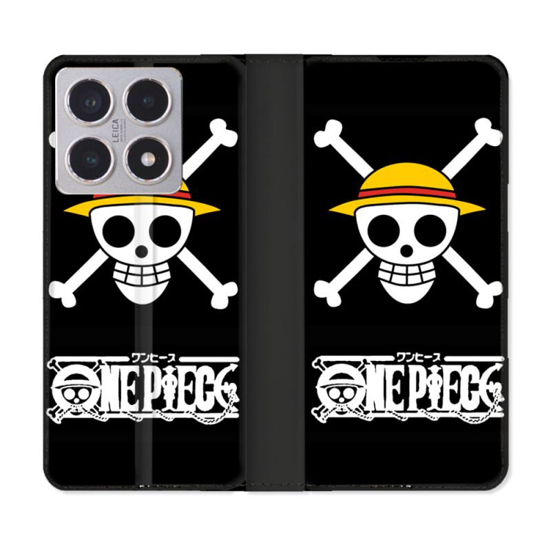 Housse cuir portefeuille Pour Xiaomi 15T Manga One Piece Tete de Mort