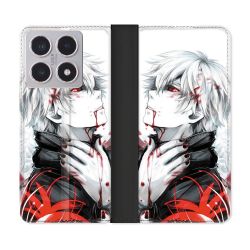 Housse cuir portefeuille Pour Xiaomi 15T Manga Tokyo Ghoul Kaneki Blanc