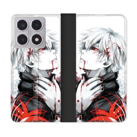 Housse cuir portefeuille Pour Xiaomi 15T Manga Tokyo Ghoul Kaneki Blanc