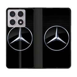 Housse cuir portefeuille Pour Xiaomi 15T Mercedes Carbone