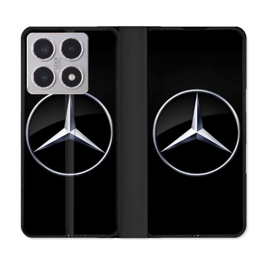 Housse cuir portefeuille Pour Xiaomi 15T Mercedes Carbone