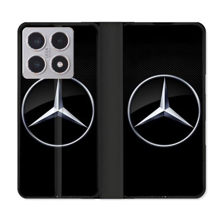 Housse cuir portefeuille Pour Xiaomi 15T Mercedes Carbone