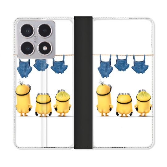 Housse cuir portefeuille Pour Xiaomi 15T Minions Nus