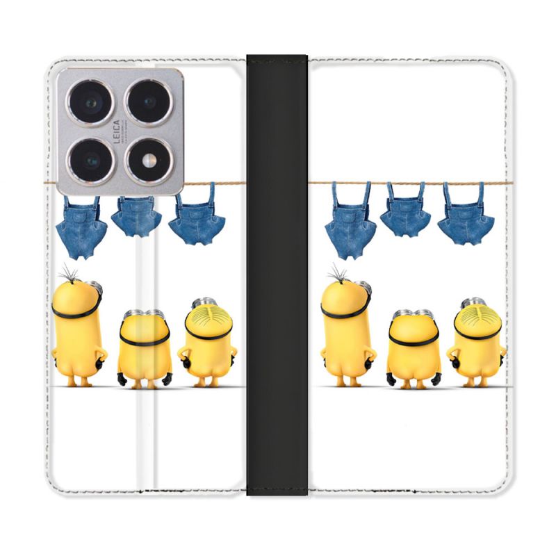 Housse cuir portefeuille Pour Xiaomi 15T Minions Nus