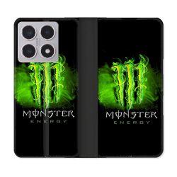 Housse cuir portefeuille Pour Xiaomi 15T Monster Energy Vert