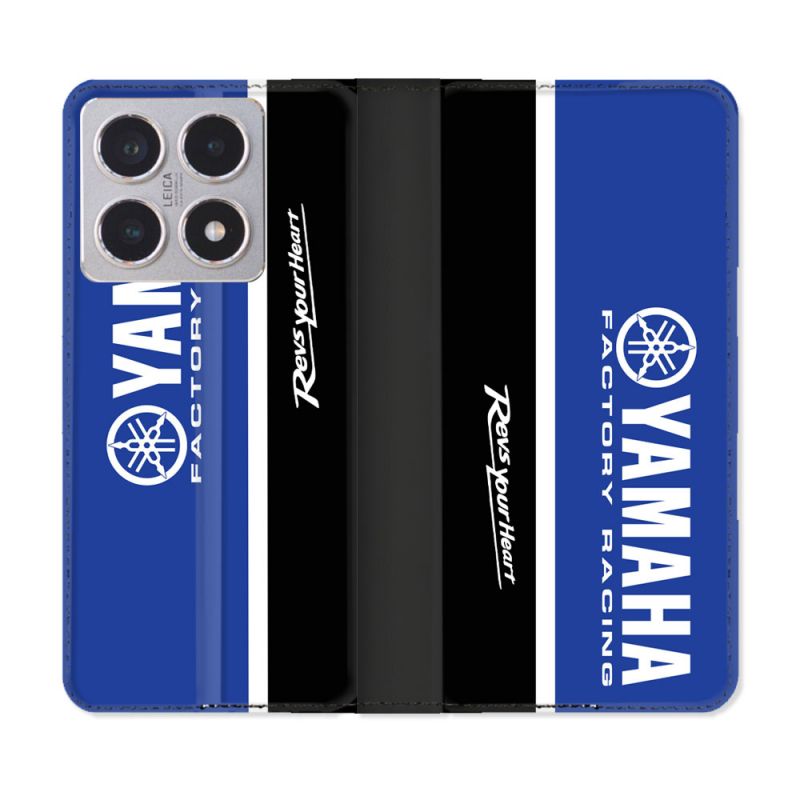 Housse cuir portefeuille Pour Xiaomi 15T Moto Yamaha