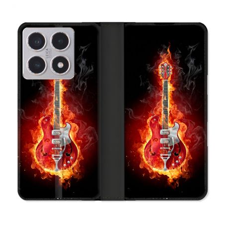 Housse cuir portefeuille Pour Xiaomi 15T Musique Guitare Electrique