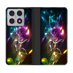 Housse cuir portefeuille Pour Xiaomi 15T Musique Partition Multicolore
