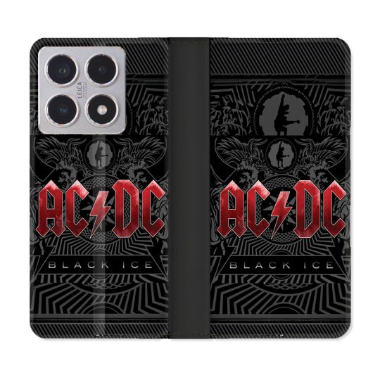 Housse cuir portefeuille Pour Xiaomi 15T Musique Rock ACDC Rouge