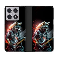 Housse cuir portefeuille Pour Xiaomi 15T Musique Rock Loup
