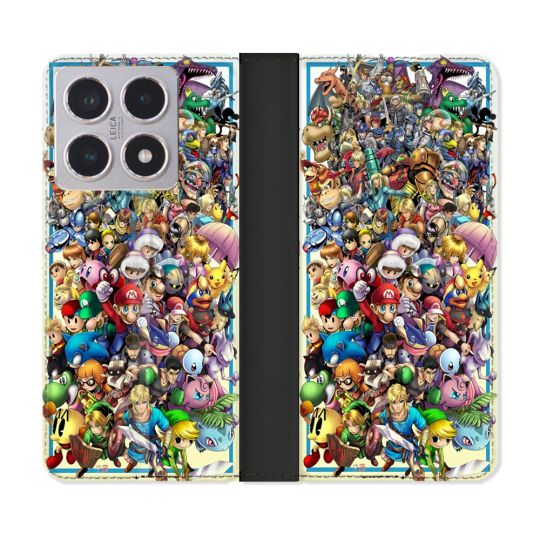 Housse cuir portefeuille Pour Xiaomi 15T Nintendo