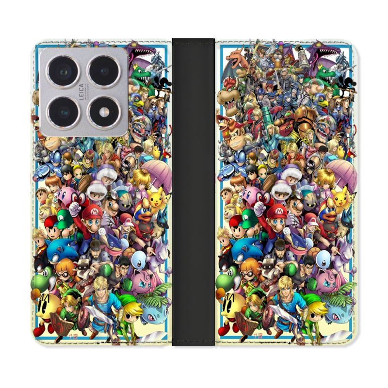 Housse cuir portefeuille Pour Xiaomi 15T Nintendo