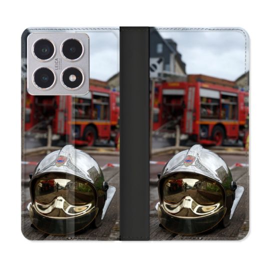 Housse cuir portefeuille Pour Xiaomi 15T Pompier Casque Camion