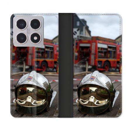 Housse cuir portefeuille Pour Xiaomi 15T Pompier Casque Camion