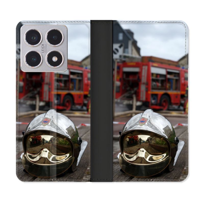 Housse cuir portefeuille Pour Xiaomi 15T Pompier Casque Camion