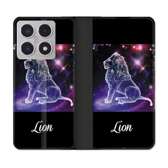 Housse cuir portefeuille Pour Xiaomi 15T Signe Zodiaque 2 Lion