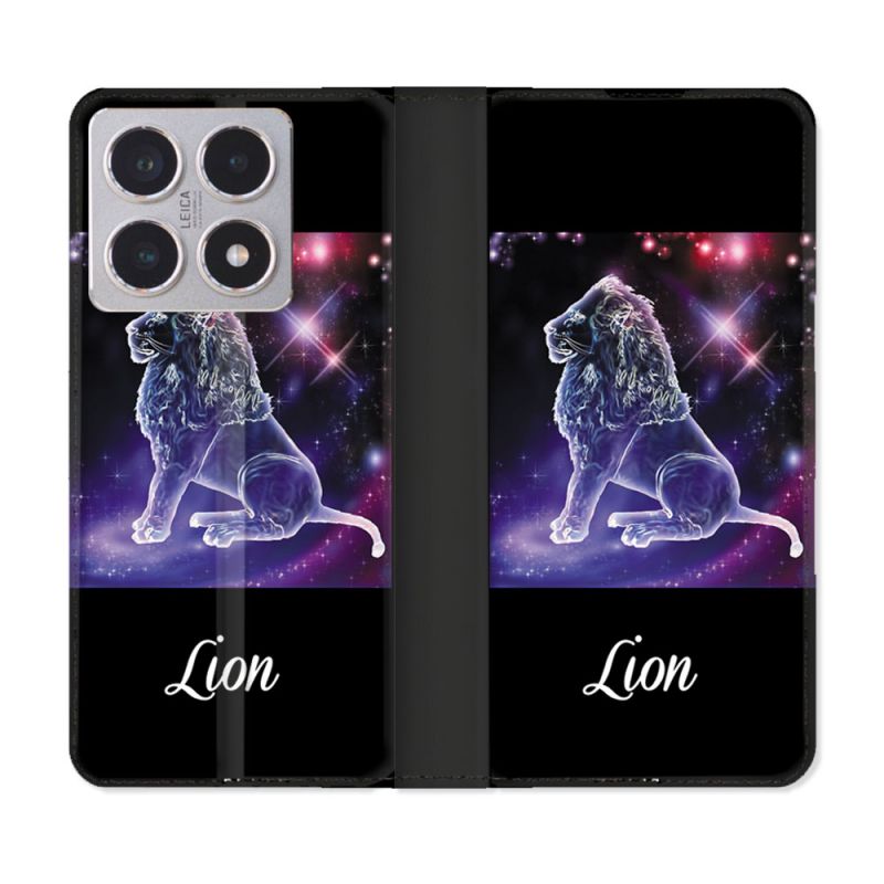 Housse cuir portefeuille Pour Xiaomi 15T Signe Zodiaque 2 Lion