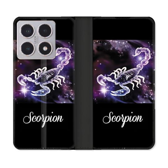 Housse cuir portefeuille Pour Xiaomi 15T Signe Zodiaque 2 Scorpion