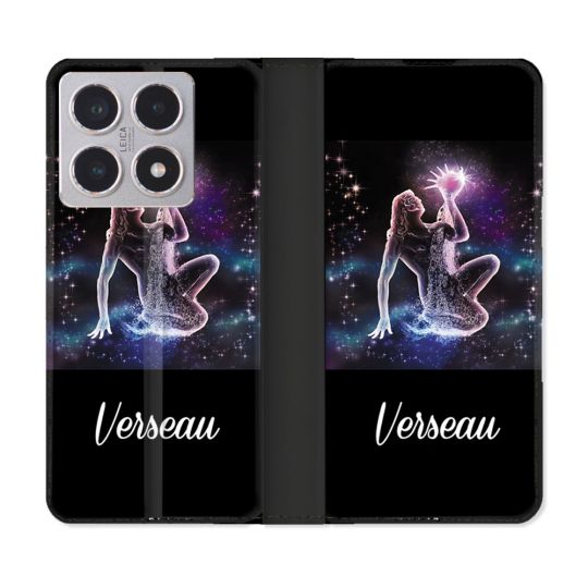 Housse cuir portefeuille Pour Xiaomi 15T Signe Zodiaque 2 Verseau