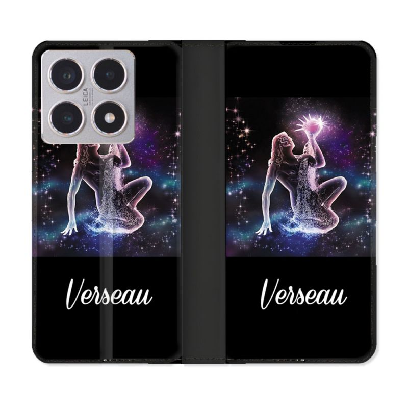 Housse cuir portefeuille Pour Xiaomi 15T Signe Zodiaque 2 Verseau