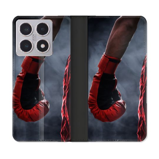 Housse cuir portefeuille Pour Xiaomi 15T Sport Boxe Gant Rouge