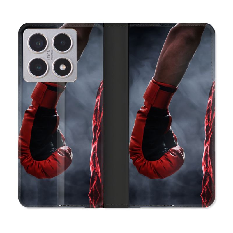 Housse cuir portefeuille Pour Xiaomi 15T Sport Boxe Gant Rouge