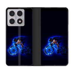 Housse cuir portefeuille Pour Xiaomi 15T Sport Cyclisme Bleu