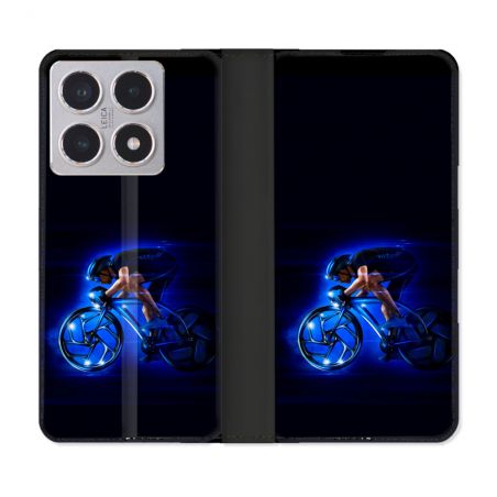 Housse cuir portefeuille Pour Xiaomi 15T Sport Cyclisme Bleu