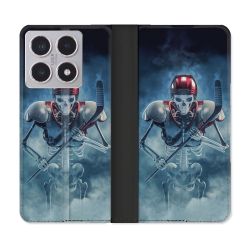 Housse cuir portefeuille Pour Xiaomi 15T Sport Hockey Squelette