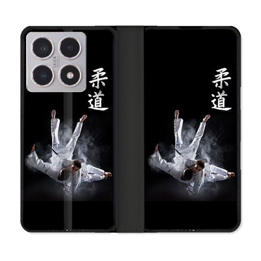 Housse cuir portefeuille Pour Xiaomi 15T Sport Judo Noir
