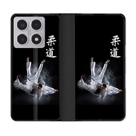 Housse cuir portefeuille Pour Xiaomi 15T Sport Judo Noir