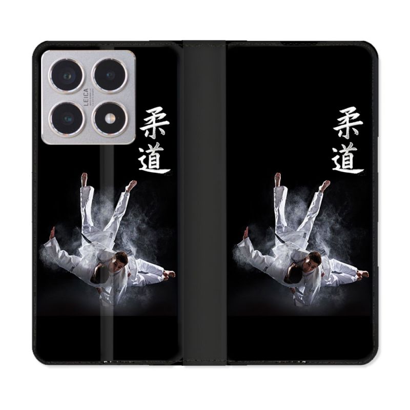 Housse cuir portefeuille Pour Xiaomi 15T Sport Judo Noir