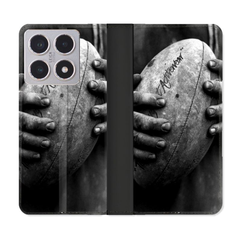 Housse cuir portefeuille Pour Xiaomi 15T Sport Rugby Ballon Vintage