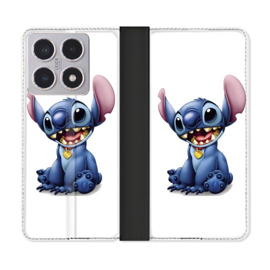 Housse cuir portefeuille Pour Xiaomi 15T Stitch Blanc