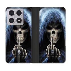 Housse cuir portefeuille Pour Xiaomi 15T Tete de Mort Doigt