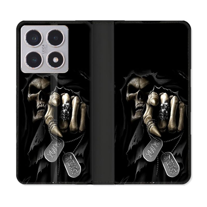 Housse cuir portefeuille Pour Xiaomi 15T Tete de Mort Your Next