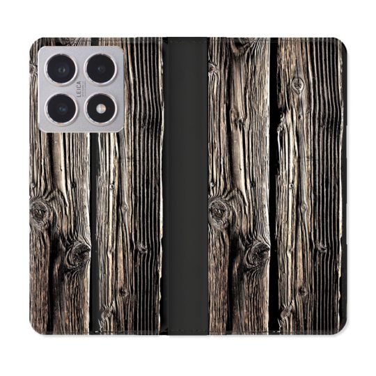 Housse cuir portefeuille Pour Xiaomi 15T Texture Bois