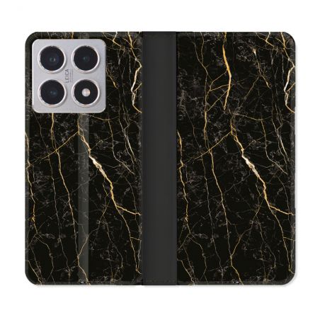 Housse cuir portefeuille Pour Xiaomi 15T Texture Marbre Noir